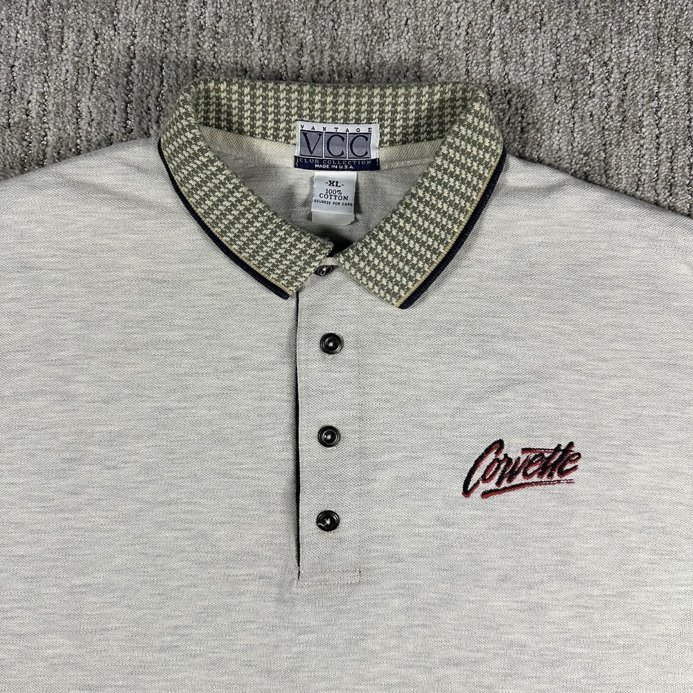 Vintage 90s Vantage Corvette Polo Shirt Embroidered Made in USA Mens XL